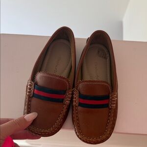 Brown Leather Loafers with Striped Detail Elephante
